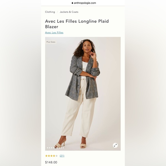 Anthropologie Avec Les Filles Longline Plaid Blazer - Picture 3 of 13